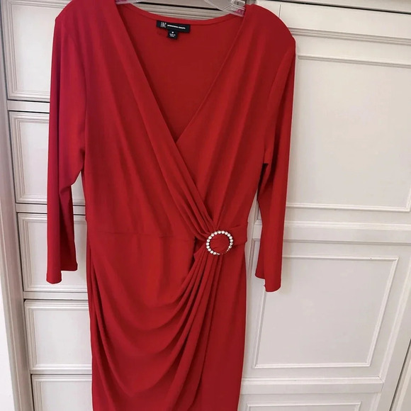 INC Red party dress with sparkle detail. M but fits 12. Very Flattering! - Picture 2 of 8
